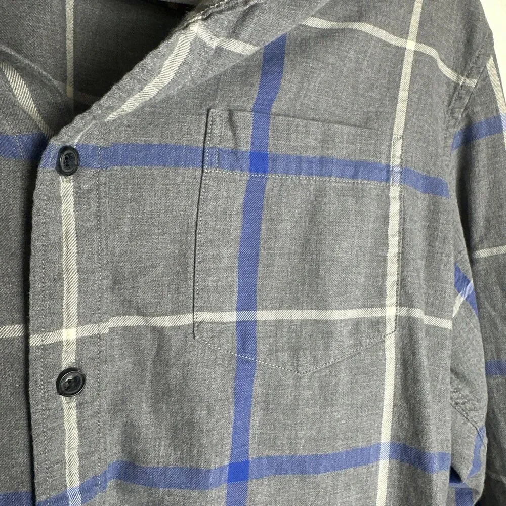 Banana Republic Men's Gray & Blue Plaid Luxe Flannel Shirt - Grant Fit (Size M) - Picture 5 of 5